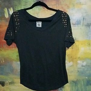 Cute black tee with metal studded sleeves